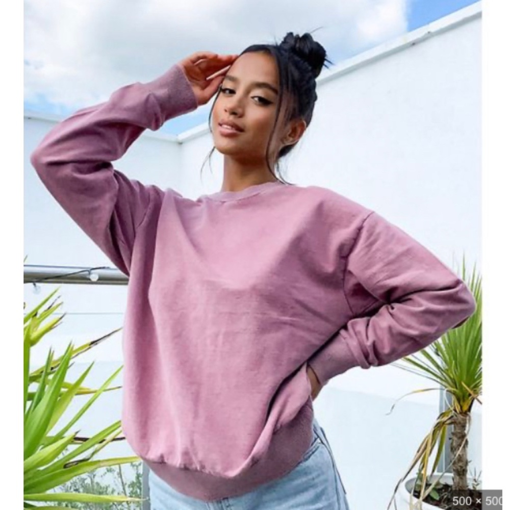 ASOS DESIGN Petite oversized washed sweatshirt in blush